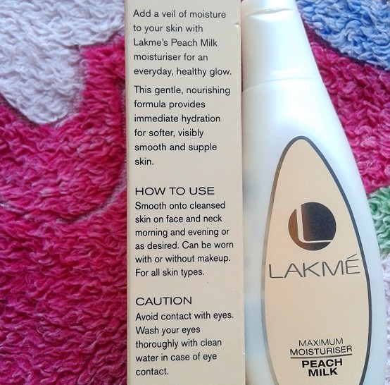 lakme peach milk moisturizer spf 24 ingredients