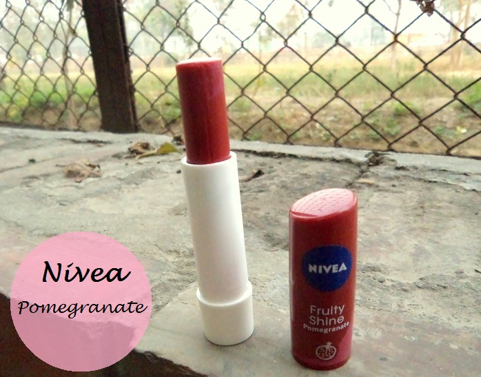 Nivea Fruity Shine Lip Balm Pomegranate Review Swatches And Fotd Vanitynoapologies Indian Makeup And Beauty Blog